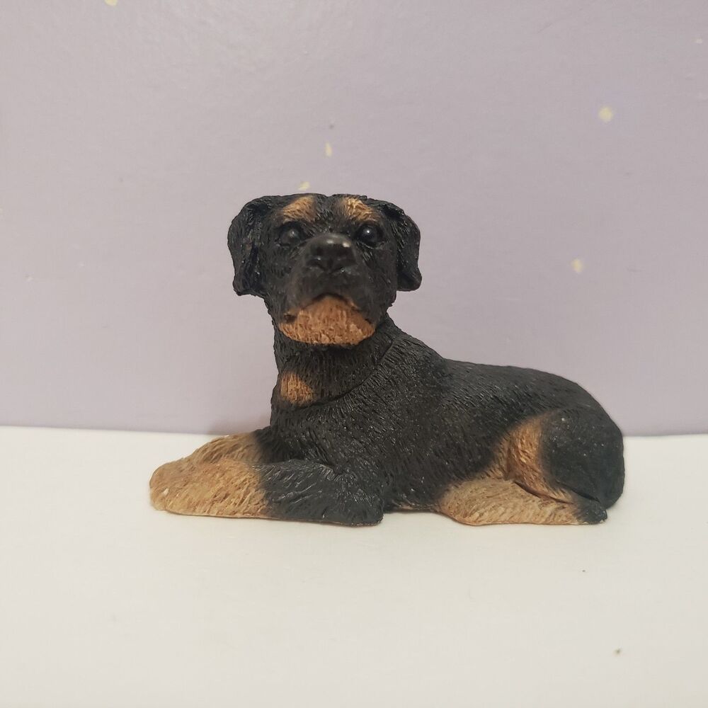 Stone Critters Rottweiler Black Pup Dog Figurine USA Home Country Decor 2"×2.5"